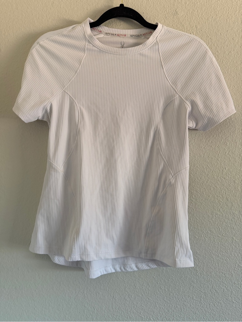 Spyder Active Women's Size Small White Ribbed Short Sleeve Active Tee Shirt